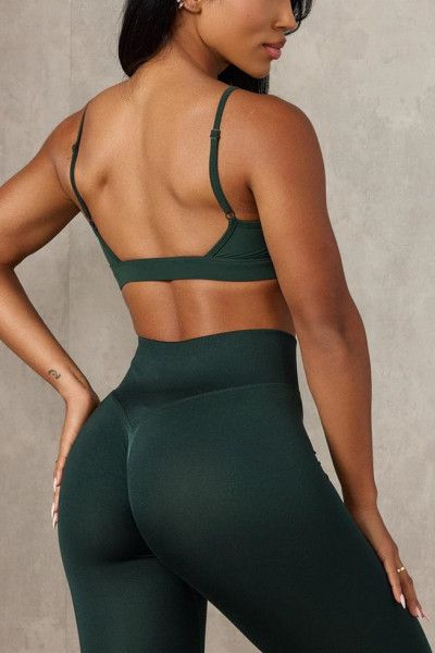 Open back sports bra with spaghetti straps buttery soft athleisure style gym top