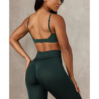 Open back sports bra with spaghetti straps buttery soft athleisure style gym top