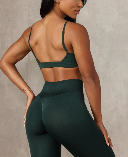 Open back sports bra with spaghetti straps buttery soft athleisure style gym top