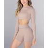Women's long sleeve padded gym crop top lightweight hollow back sports tees