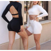 Women's long sleeve padded gym crop top lightweight hollow back sports tees