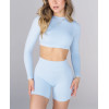 Women's long sleeve padded gym crop top lightweight hollow back sports tees