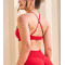 Women's halter adjustable sports bra sleeveless supportive back cross crop top
