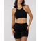 Women's halter adjustable sports bra sleeveless supportive back cross crop top