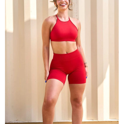 Women's halter adjustable sports bra sleeveless supportive back cross crop top