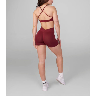 Scoop neck back cross sports bra with removable padding versatile adjustable strap gym top