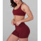 Scoop neck back cross sports bra with removable padding versatile adjustable strap gym top