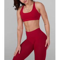 Scoop neck back cross sports bra with removable padding versatile adjustable strap gym top