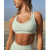 Women's strappy back medium support sports bra with removable paddings