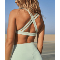 Women's strappy back medium support sports bra with removable paddings