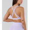 Women's strappy back medium support sports bra with removable paddings