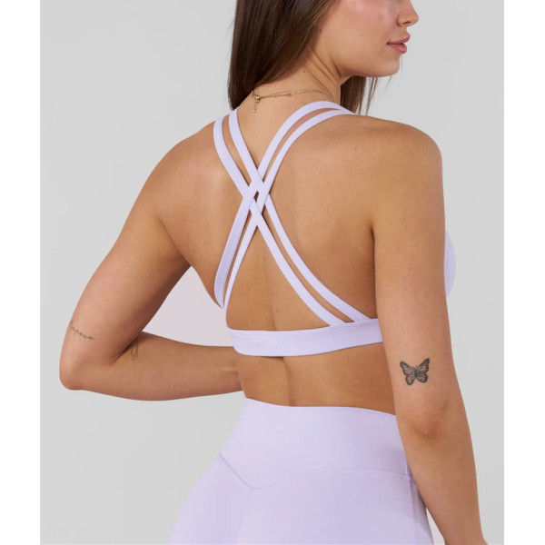 Women's strappy back medium support sports bra with removable paddings