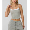 Women's sleeveless double layer crop top athleisure style lightweight cotton tank