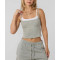Women's sleeveless double layer crop top athleisure style lightweight cotton tank