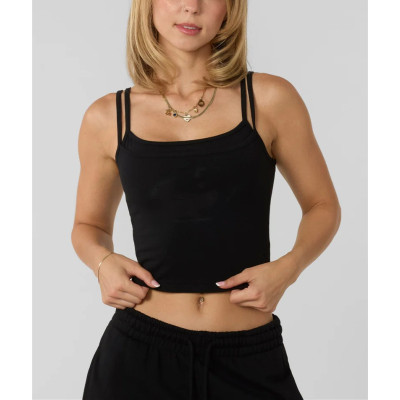 Women's sleeveless double layer crop top athleisure style lightweight cotton tank