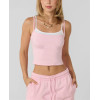 Women's sleeveless double layer crop top athleisure style lightweight cotton tank