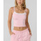 Women's sleeveless double layer crop top athleisure style lightweight cotton tank