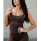 Buttery soft scoop neck padded tank basic style sleeveless sports crop with adjustable straps