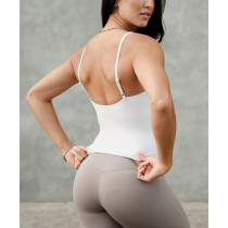 Buttery soft scoop neck padded tank basic style sleeveless sports crop with adjustable straps