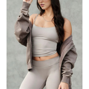 Buttery soft scoop neck padded tank basic style sleeveless sports crop with adjustable straps