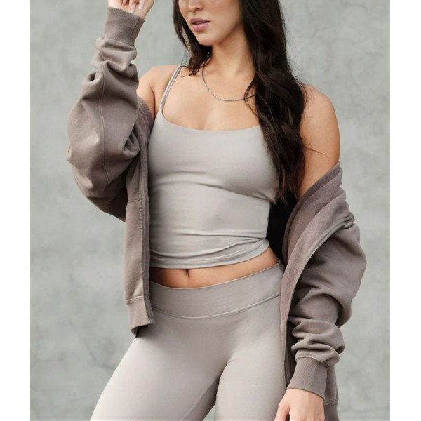 Buttery soft scoop neck padded tank basic style sleeveless sports crop with adjustable straps