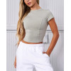 Women's cap sleeve flattering sports tees crew neck everyday cotton t shirts