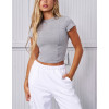 Women's cap sleeve flattering sports tees crew neck everyday cotton t shirts