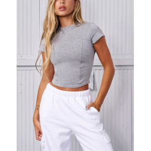 Women's cap sleeve flattering sports tees crew neck everyday cotton t shirts