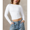 Women's long sleeve brushed fitted t shirts versatile crew neck sports tees