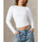 Women's long sleeve brushed fitted t shirts versatile crew neck sports tees