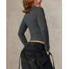Women's long sleeve brushed fitted t shirts versatile crew neck sports tees