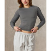 Women's long sleeve brushed fitted t shirts versatile crew neck sports tees