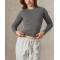 Women's long sleeve brushed fitted t shirts versatile crew neck sports tees