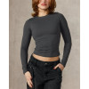 Women's long sleeve brushed fitted t shirts versatile crew neck sports tees