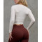 Long sleeve breathable rib tee for women full zipper cropped top