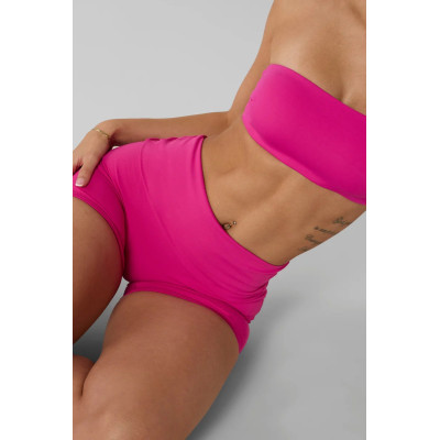 Compressive foldover waistband sports shorts flattering yoga shorts