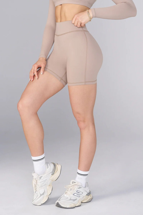 High waist no front seam biker shorts butt lifting yoga shorts