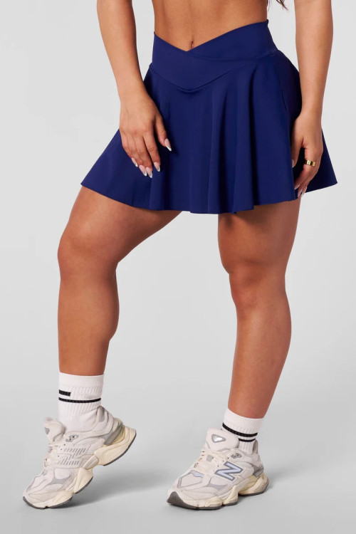 Women's two in one crossover tennis skirts athleiture pleated skirts with built in shorts