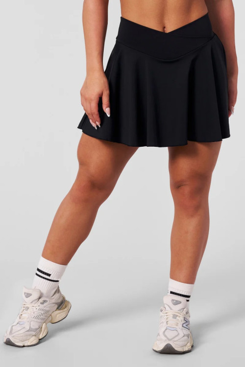 Women's two in one crossover tennis skirts athleiture pleated skirts with built in shorts