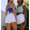 Women's elstic waist double layer sports shorts with built in shorts breathable running shorts with phone pockets