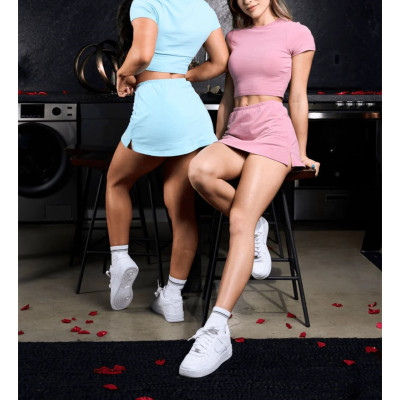 Women's athleisure skirts with built in shorts cotton spandex sports skirts