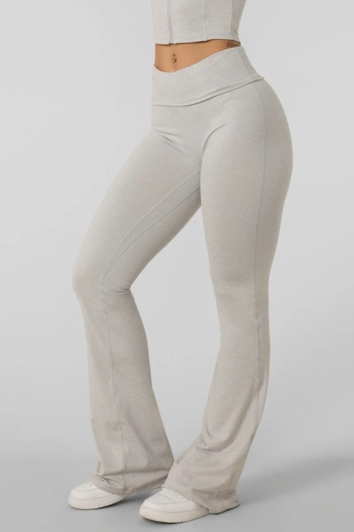 Women's lightweight foldover waist flared leggings buttery soft flattering pants