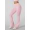 Women's lightweight foldover waist flared leggings buttery soft flattering pants