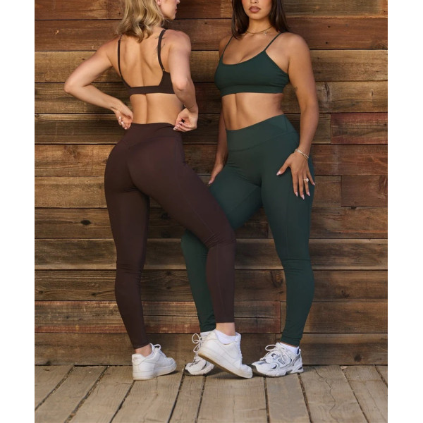 Women's seamless front rise compressive fitness leggings butt lift full length yoga leggings