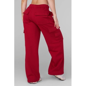 Women's elastic wasit cotton blend cargo pants oversized wide leg joggers with mutiple pockets