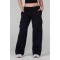 Women's elastic wasit cotton blend cargo pants oversized wide leg joggers with mutiple pockets