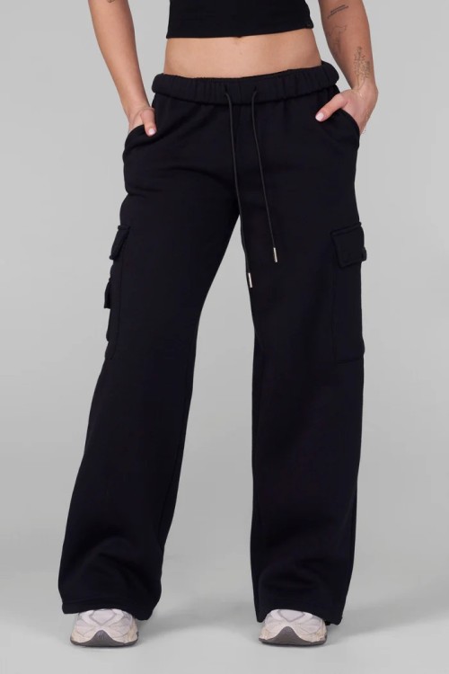 Women's elastic wasit cotton blend cargo pants oversized wide leg joggers with mutiple pockets