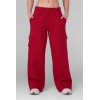 Women's elastic wasit cotton blend cargo pants oversized wide leg joggers with mutiple pockets