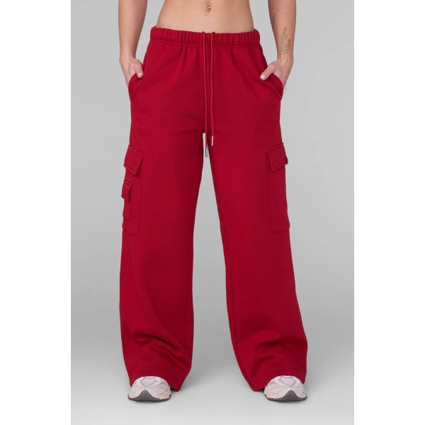Women's elastic wasit cotton blend cargo pants oversized wide leg joggers with mutiple pockets