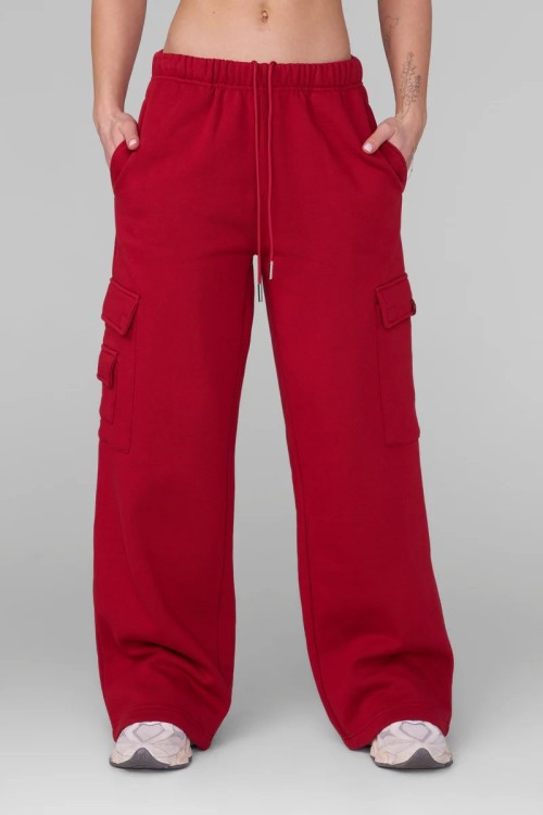 Women's elastic wasit cotton blend cargo pants oversized wide leg joggers with mutiple pockets